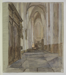 28957 Interieur van de Buurkerk te Utrecht: de noordelijke zijbeuk uit het westen gezien, met links het noordelijke ...
